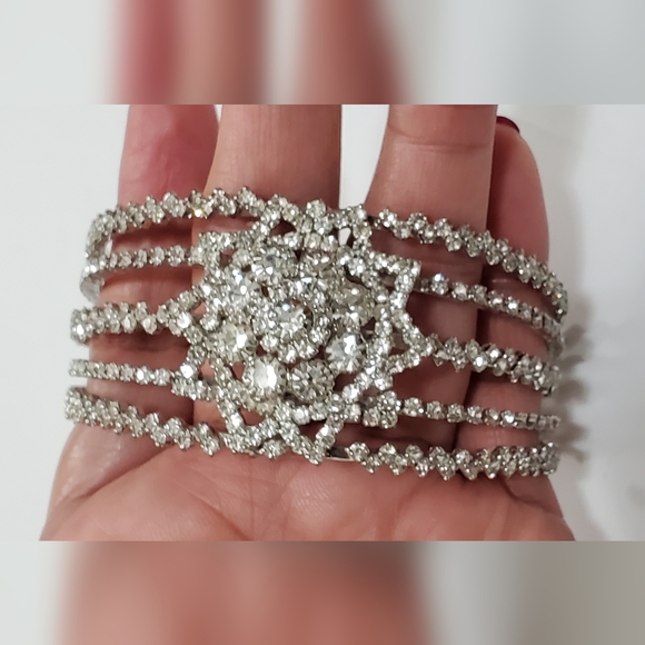 Vtg. Statement Rhinestones Bangle - Picture 7 of 10